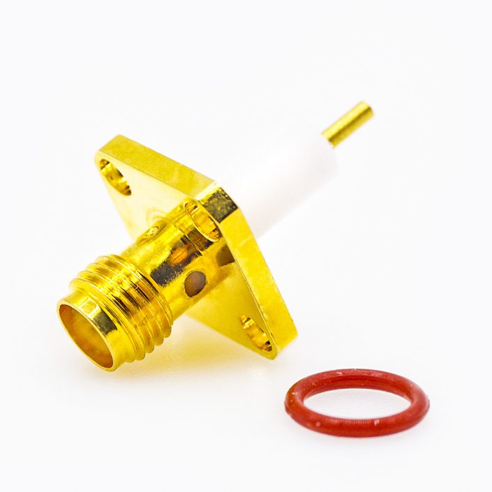 87(7) 防水SMA連接器母頭直式PCB安裝焊板4孔法蘭