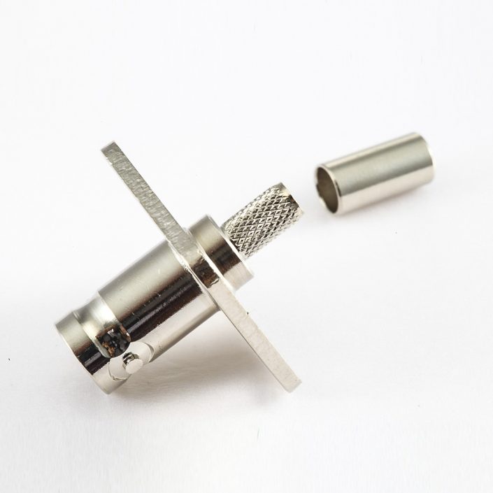 EB-001-0411 BNC連接器壓接接線面板安裝4孔法蘭母頭直式