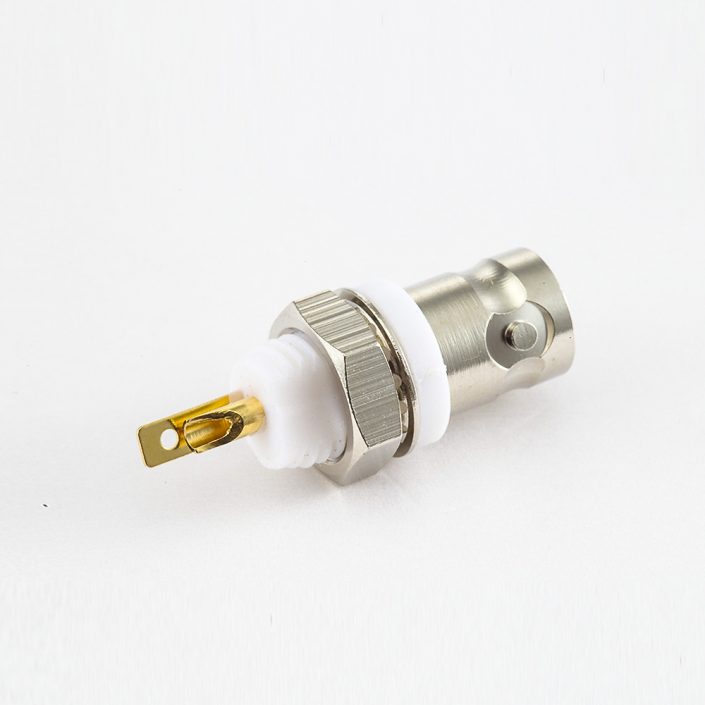 EB-001-0471 焊杯型BNC連接器母頭180度螺母面板安裝后鎖穿墻接線