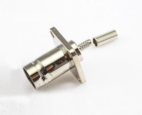 RG174/RG316BNC連接器的壓接接線母頭180度4孔法蘭