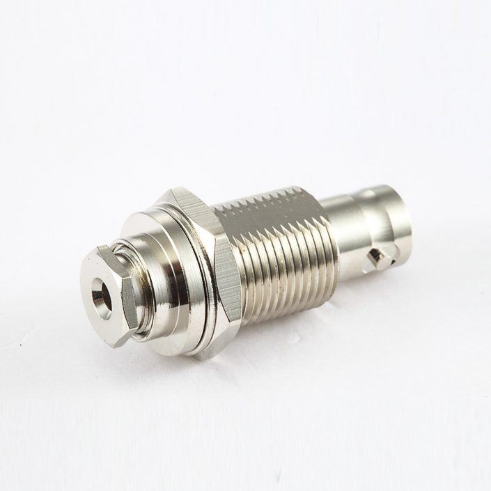 EB-001-0507 面板安裝前鎖穿墻BNC連接器用于RG174/RG316母180度螺母鎖緊50ohm