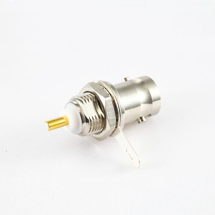 EB-001-0542 RG174/RG316的焊杯BNC母頭直式連接器面板安裝后鎖穿墻