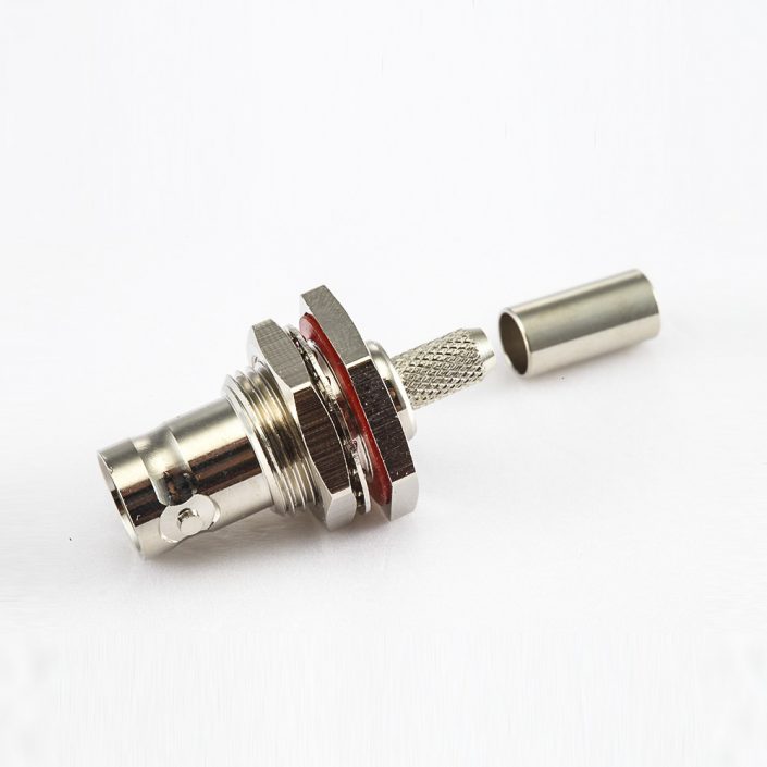 EB-001-0544 接RG58/RG142防水BNC母頭直式連接器面板安裝后鎖穿墻壓接