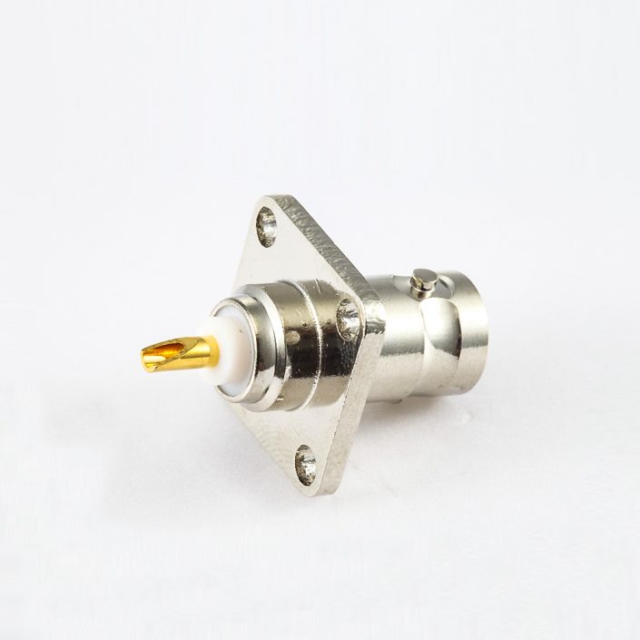 EB-001-0547 焊杯型BNC連接器接線公頭180度面板50ohm帶4孔法蘭