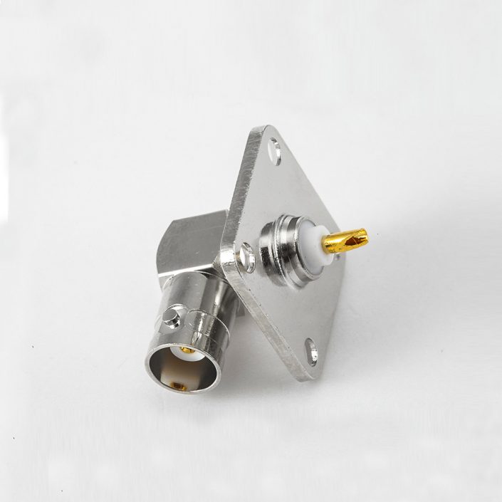 EB-001-0551 BNC連接器接線焊接母頭彎式面板安裝4孔法蘭