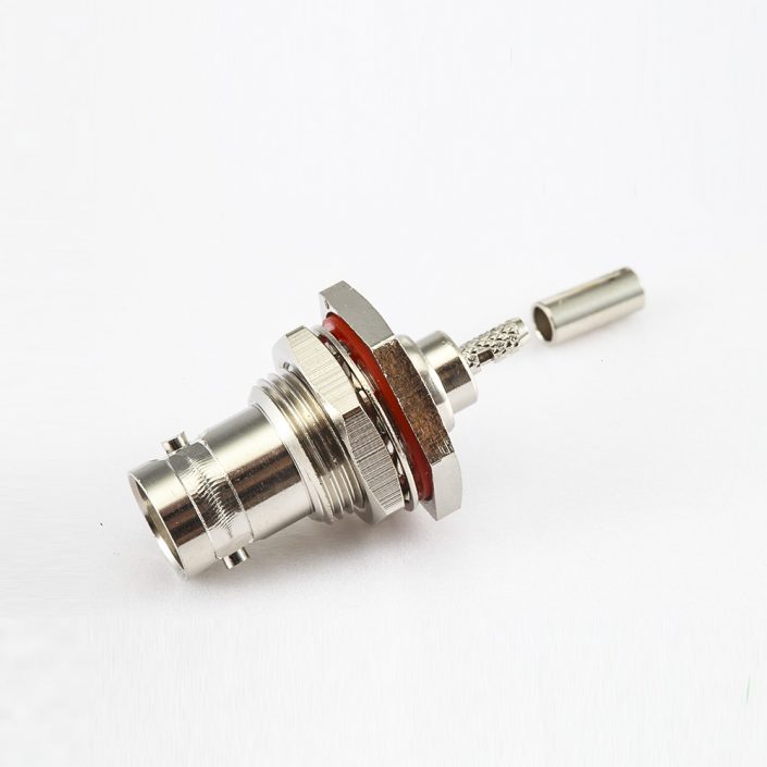 EB-001-0552 防水壓接RG174/RG316BNC插座180度連接器面板安裝前鎖穿墻