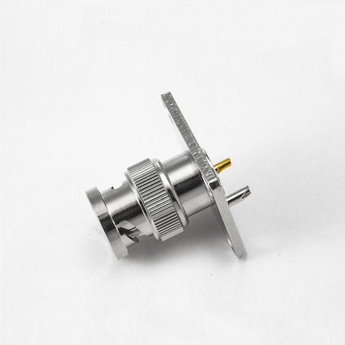 EB-001-0566 接線BNC連接器公頭直式面板安裝4孔法蘭焊杯75ohm