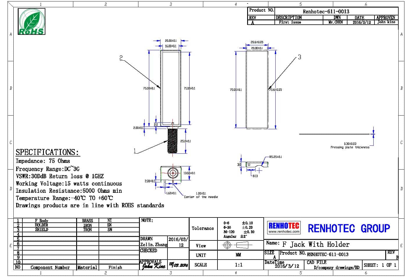 EB-003-0013-tz f 型射頻連接器同軸彎式穿墻式母頭帶屏蔽罩