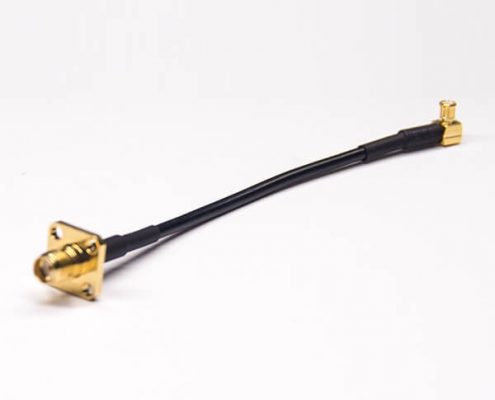 MCX接頭彎式公頭轉SMA直式母頭面板安裝RF線材接RG174線