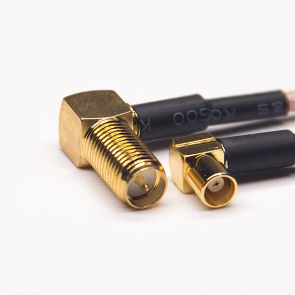 EB-101-0373 SMA射頻線彎式反極母頭鍍金轉MCX彎式母頭接RG316線