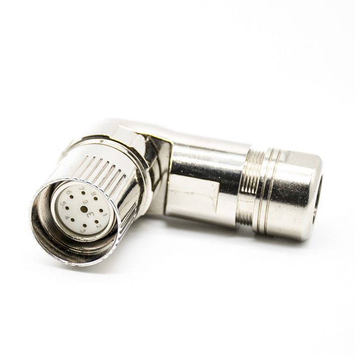 EB-400-4090 M23 9芯連接器彎插頭9芯孔母頭接線焊線帶屏蔽