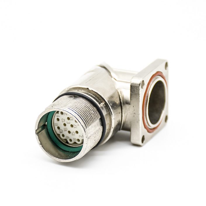 EB-400-4094 M23連接器插座17芯彎插座母頭面板安裝四孔法蘭帶屏蔽