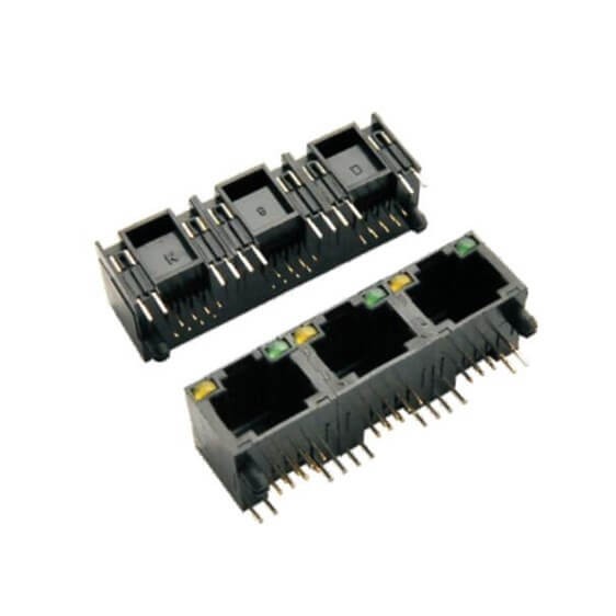 EB-500-7103_1 RJ45帶燈全塑3連體1*3帶燈非屏蔽網絡插座8P8C