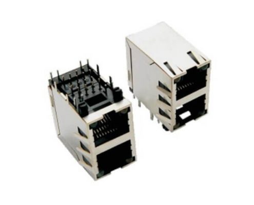 RJ45母座帶燈雙層屏蔽帶燈90度網絡連接器