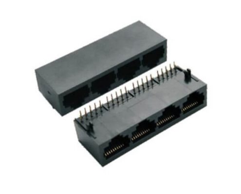 RJ45母座不帶燈單層非屏蔽塑料1*44口網絡連接器不帶燈