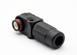 高壓連接器彎式6mm插頭插座IP65 100A黑色帶孔銅牌