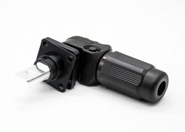 儲能連接器IP65彎式黑色120A帶孔銅牌6mm插頭插座一對