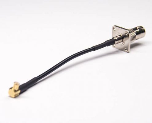 BNC音頻線四孔法蘭直式母頭50歐姆轉MCX彎式公頭接RG174線