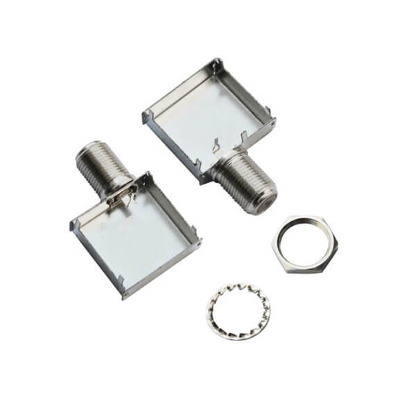 f-connector-to-coaxial-rf-female-angled-with-shielding-can(1) F型射頻同軸連接器母頭彎頭穿墻式帶屏蔽罩