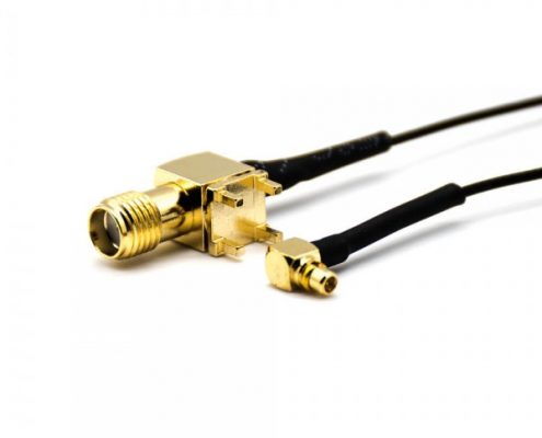 MMCX轉接SAM公頭轉公頭彎式PCB板插孔接線連接器1米