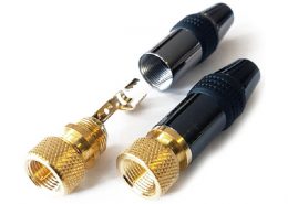 F公頭直式鍍金鎖接線材鍍黑鎳外殼