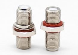 F頭轉接頭,母轉母,同軸連接器,直式,鍍鎳,防水